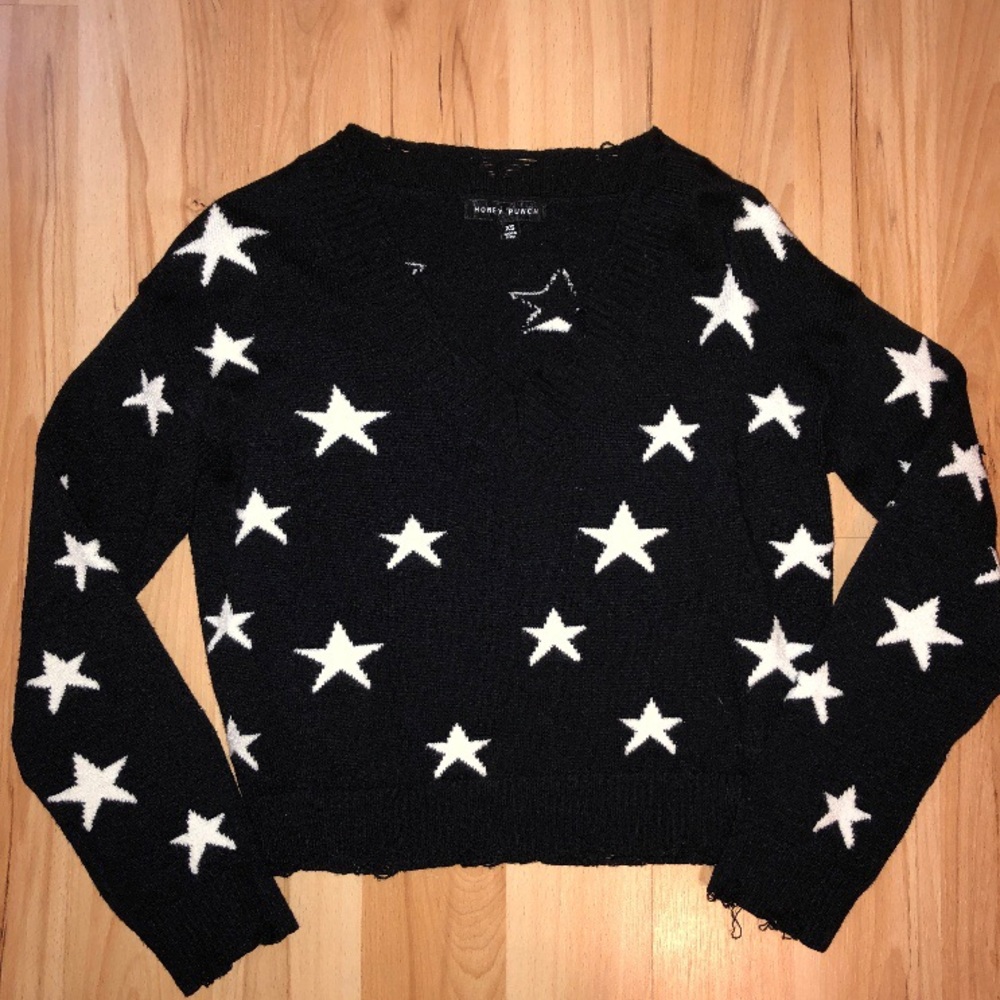 Honey Punch Distressed Star Sweater - Picture 3 of 6